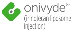 Logo for ONIVYDE® (irinotecan liposome injection) for treatment of adult patients with metastatic pancreatic ductal adenocarcinoma.