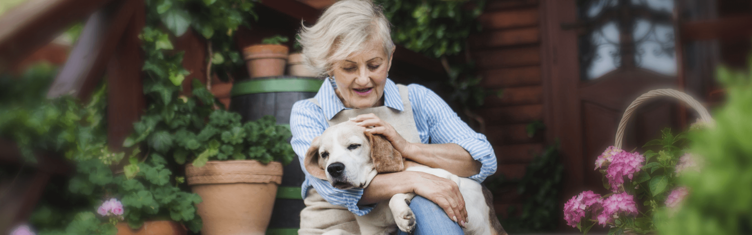 A woman with metastatic pancreatic cancer with her dog.